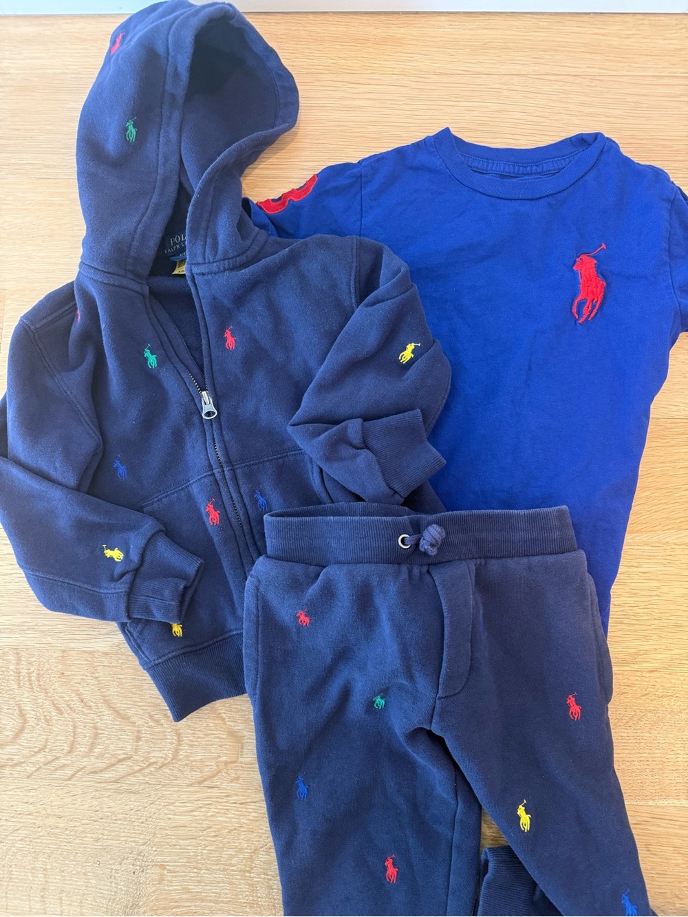 Polo by Ralph Lauren Navy Sweatsuit Set with Royal Blue Tee 4T